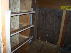 Nest boxes made from existing shelves